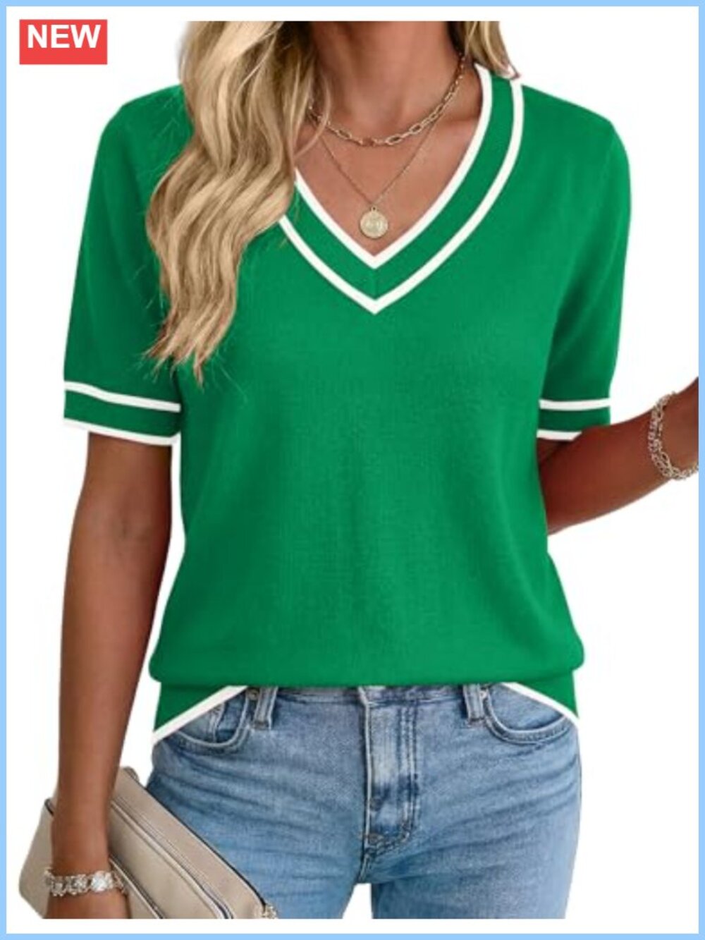 Womens Summer Sweater Short Sleeve V Neck Knit Top Lightweight Rayon Blend